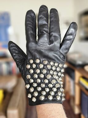 Black Leather Studded Glove